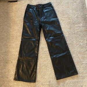 Make Me Chic Black Faux Leather Wide-Leg Pants Size L